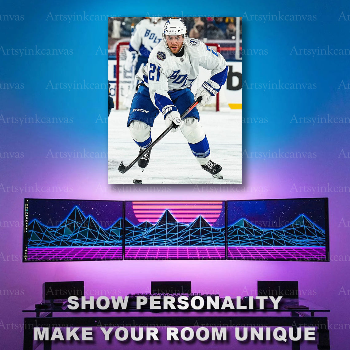 Brayden Point 2022 outdoor hockey action artwork