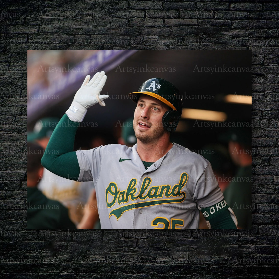 Brent Rooker Dugout High Fives Oakland Athletics Canvas Wall Art