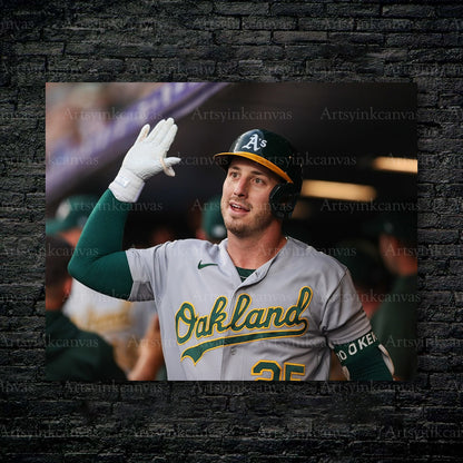 Brent Rooker Dugout High Fives Oakland Athletics Canvas Wall Art