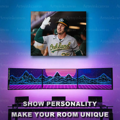 Brent Rooker Dugout High Fives Oakland Athletics Canvas Wall Art