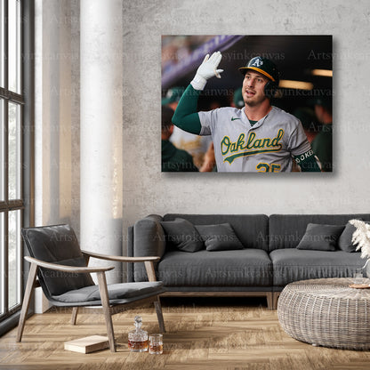 Brent Rooker Dugout High Fives Oakland Athletics Canvas Wall Art