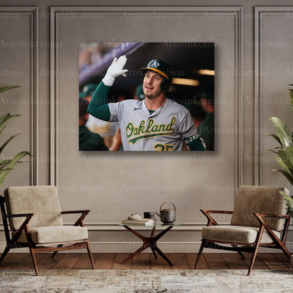 Brent Rooker Dugout High Fives Oakland Athletics Canvas Wall Art