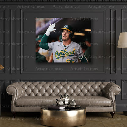 Brent Rooker Dugout High Fives Oakland Athletics Canvas Wall Art