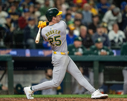 Brent Rooker swinging at bat Oakland Athletics canvas wall art