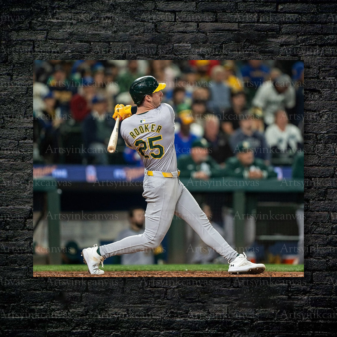 Brent Rooker Swinging At Bat Oakland Athletics Canvas Wall Art