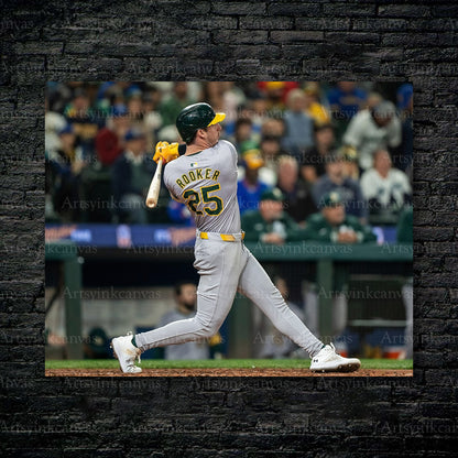 Brent Rooker Swinging At Bat Oakland Athletics Canvas Wall Art