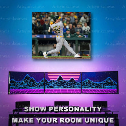 Brent Rooker Swinging At Bat Oakland Athletics Canvas Wall Art