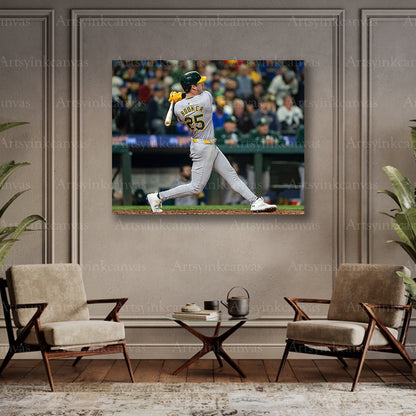 Brent Rooker Swinging At Bat Oakland Athletics Canvas Wall Art