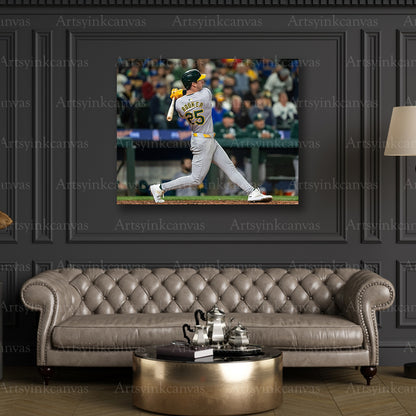 Brent Rooker Swinging At Bat Oakland Athletics Canvas Wall Art