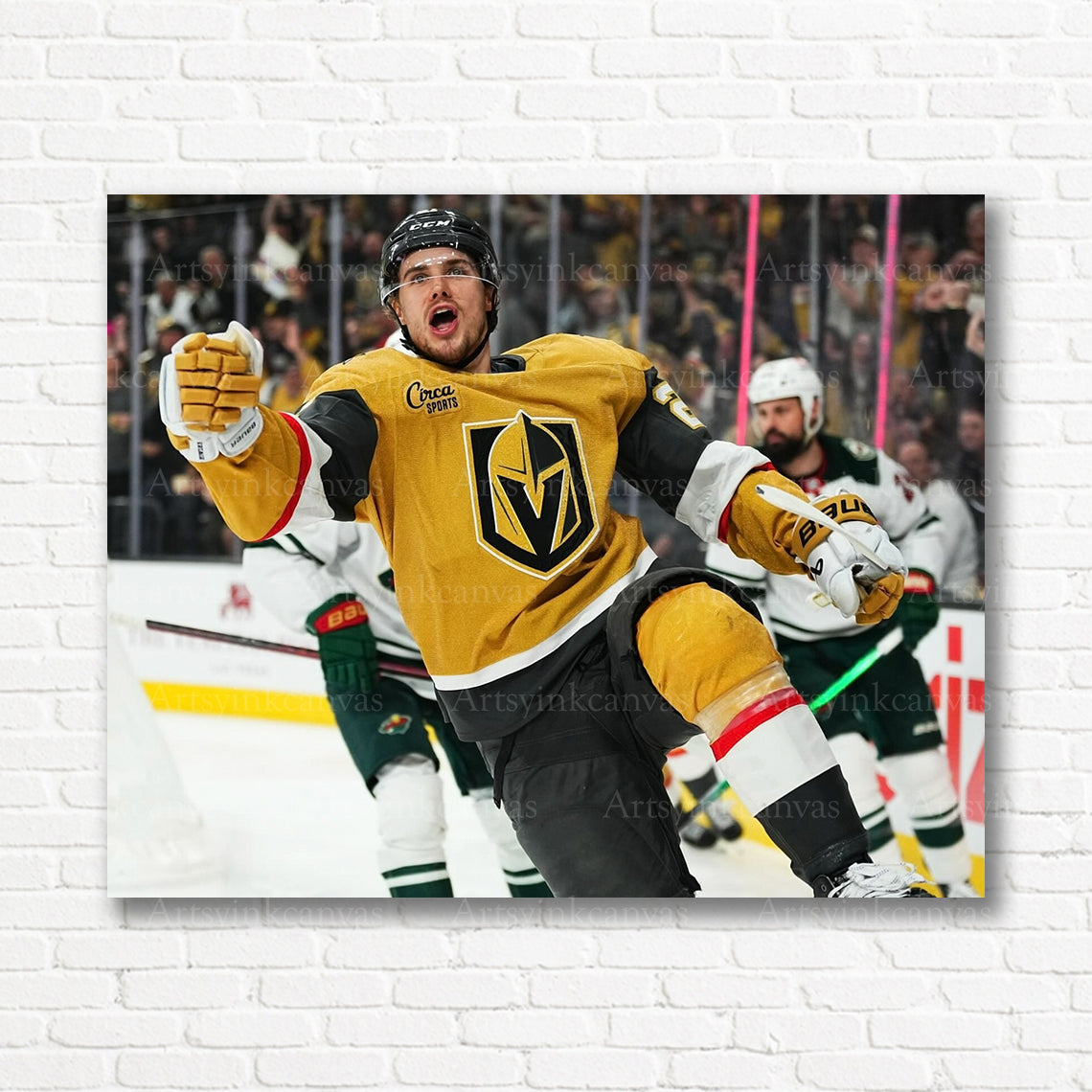 Brett Howden goal celebration canvas print
