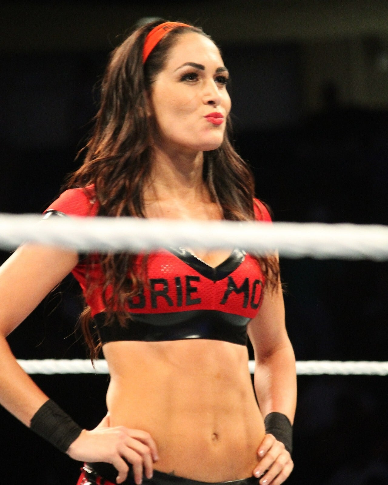 Brie Bella playful ringside pose canvas wall art