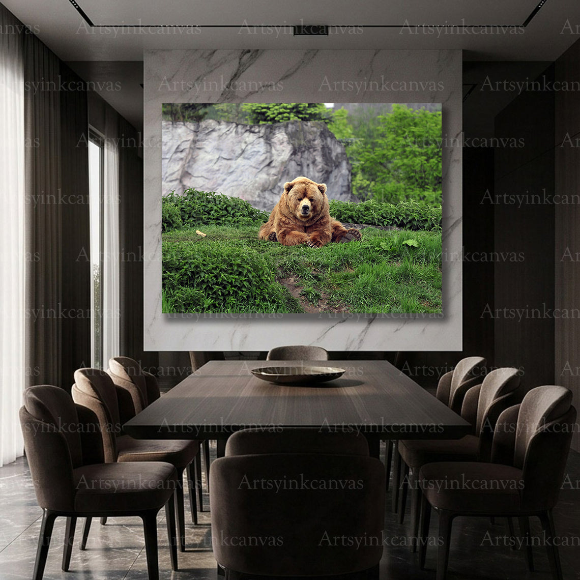 Detailed bear nature canvas artwork