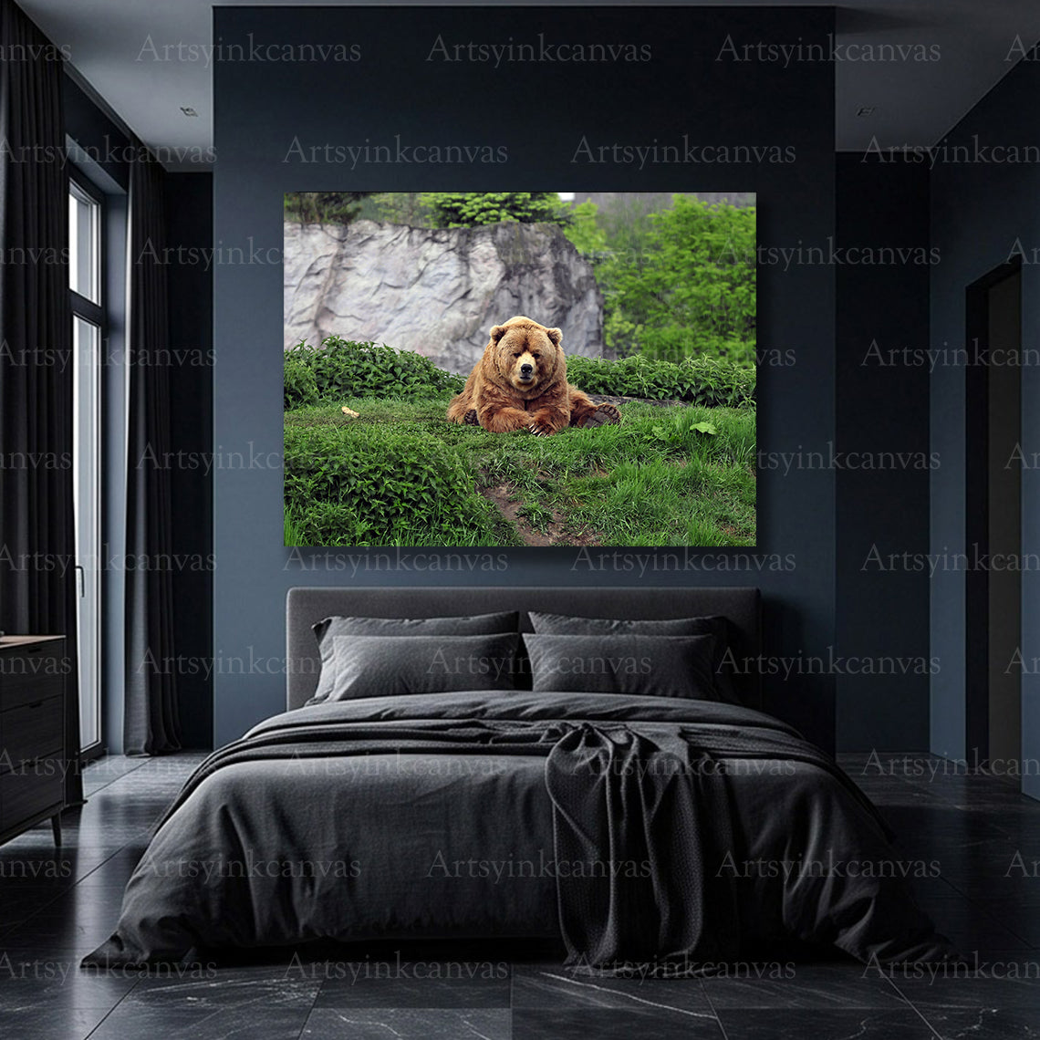 Premium brown bear wilderness wall art