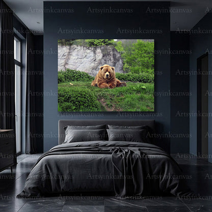 Premium brown bear wilderness wall art