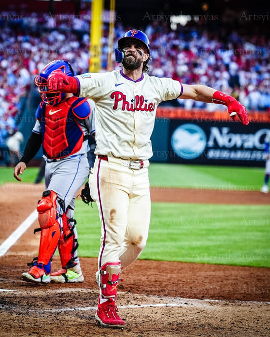 Bryce Harper 2024 NLDS celebration canvas wall art