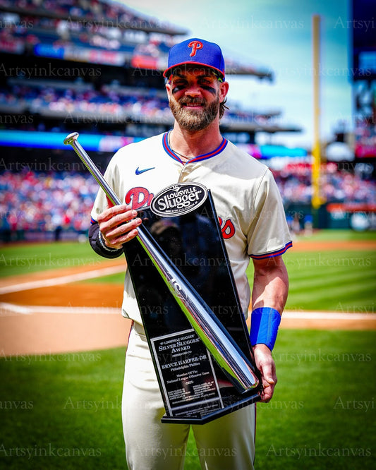 Bryce Harper 2024 Silver Slugger canvas wall art