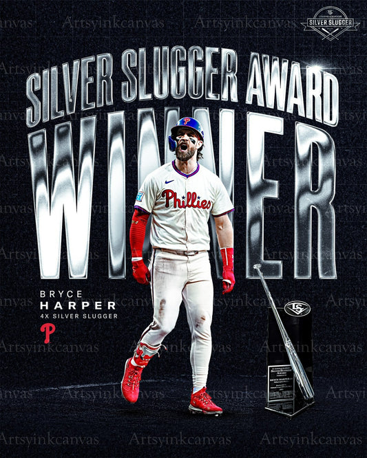 Bryce Harper silver canvas wall art