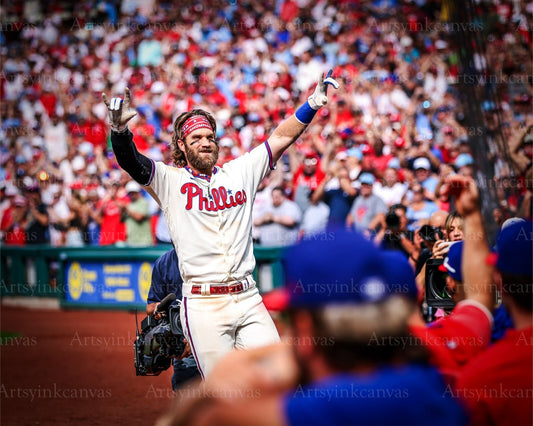 Bryce Harper 300 career home runs crowd canvas wall art