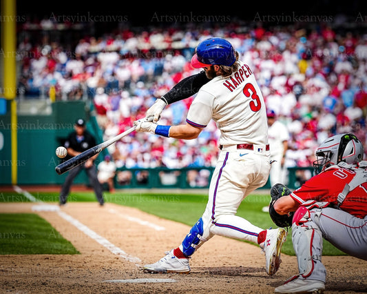 Bryce Harper 300th career home run swing canvas wall art