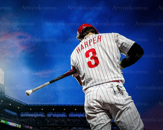 Bryce Harper on deck angle canvas wall art