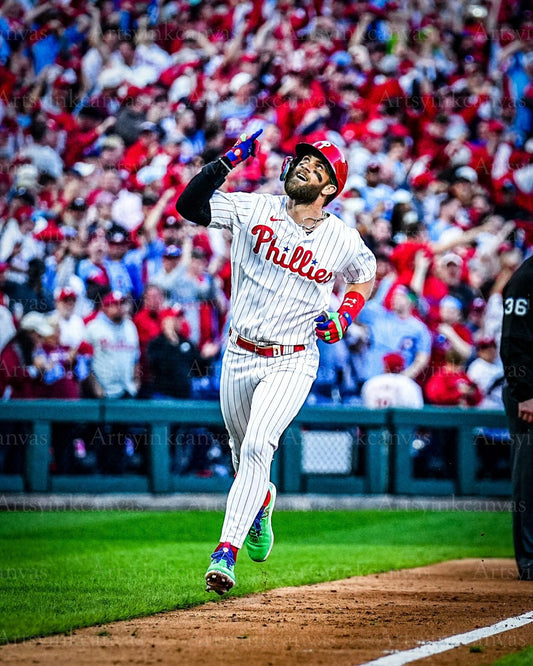 Bryce Harper pointing after home run canvas wall art