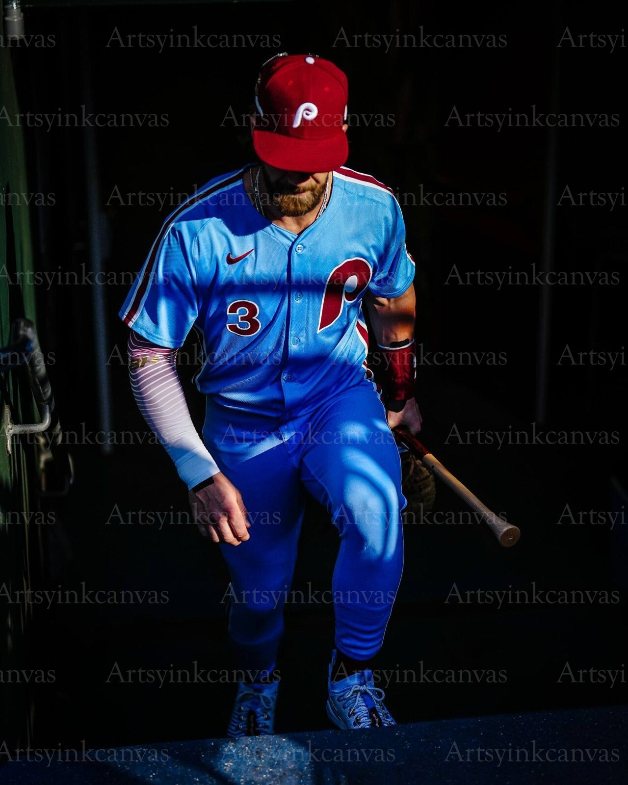 Bryce Harper powder blue canvas wall art
