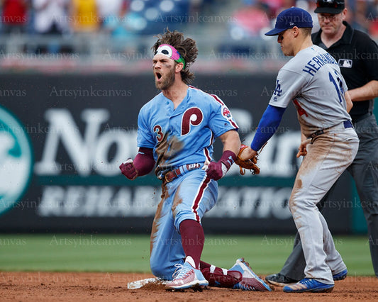 Bryce Harper throwback jersey slide canvas wall art