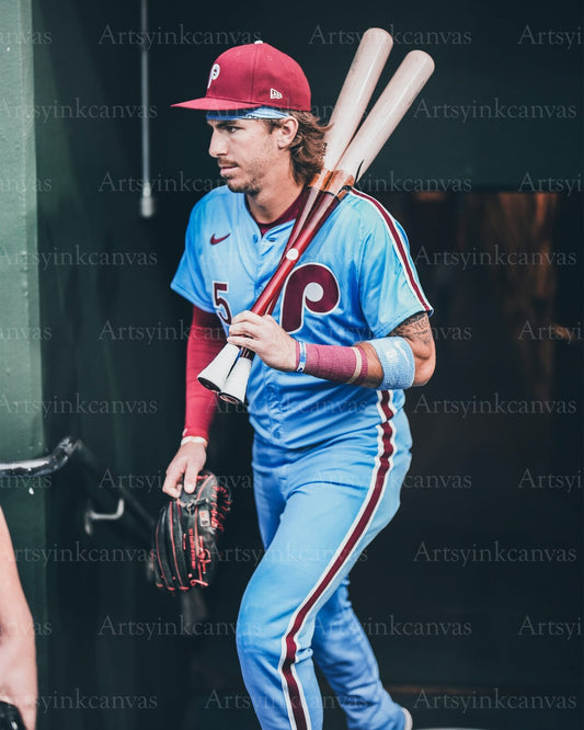 Bryson Stott powder blue dugout canvas wall art