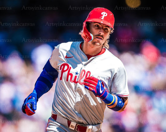 Bryson Stott running the bases canvas wall art