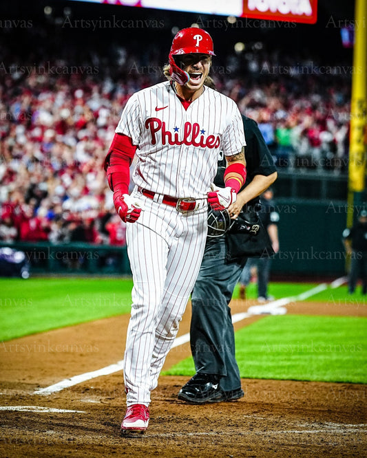 Bryson Stott scoring celly canvas wall art