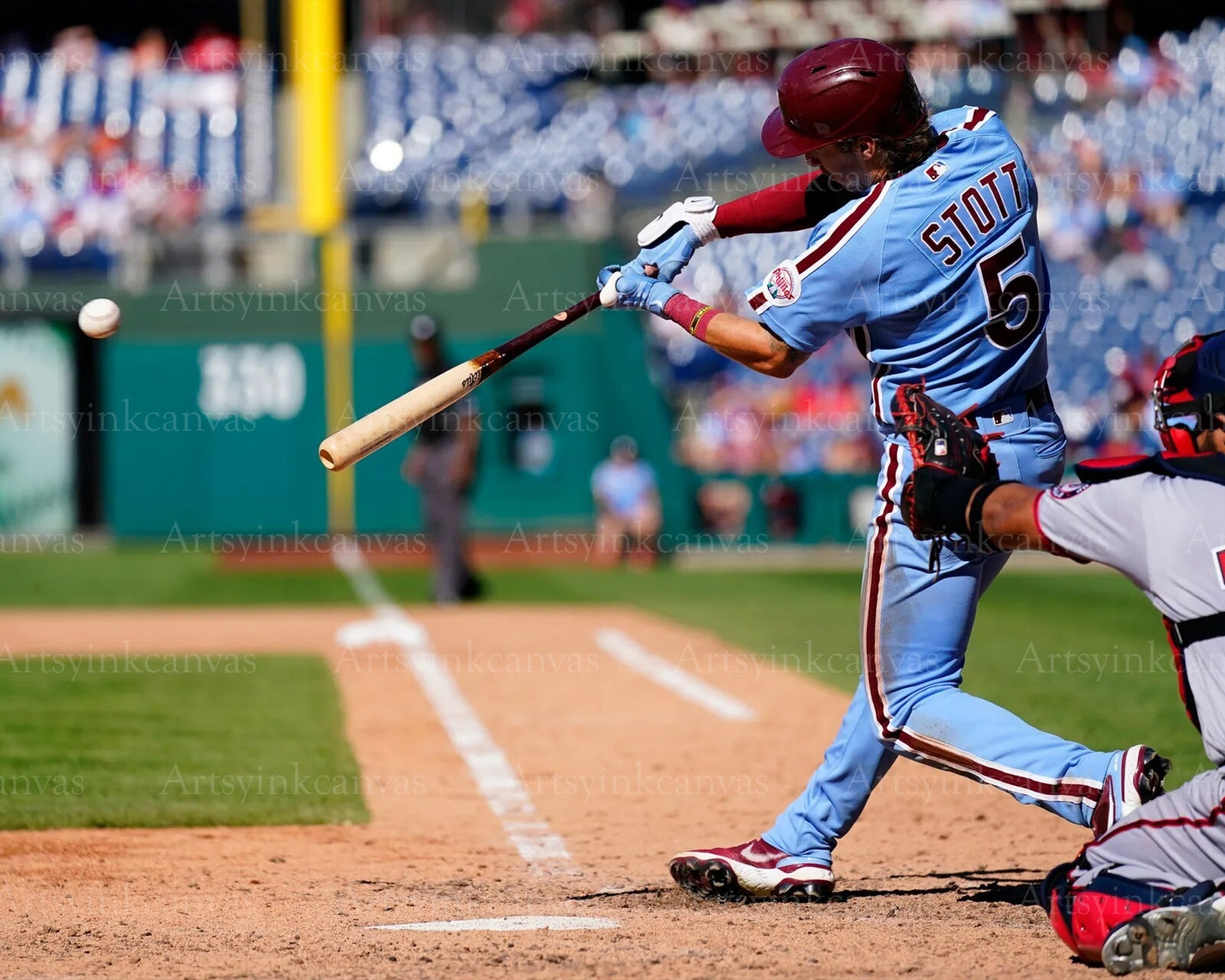Bryson Stott swing at the plate throwback canvas wall art
