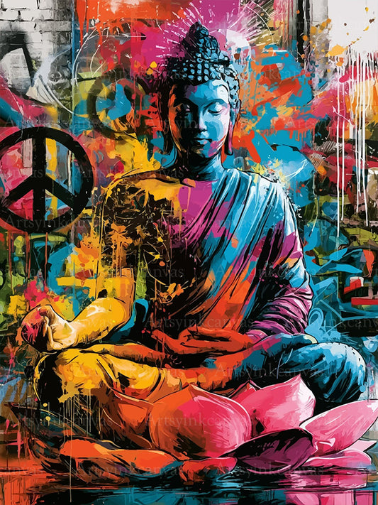 Buddha graffiti canvas wall art