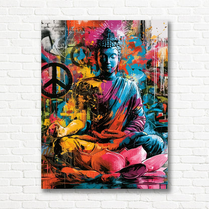 Buddha meditation graffiti canvas print