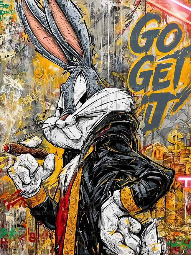 Bugs Bunny Go Get It graffiti canvas wall art