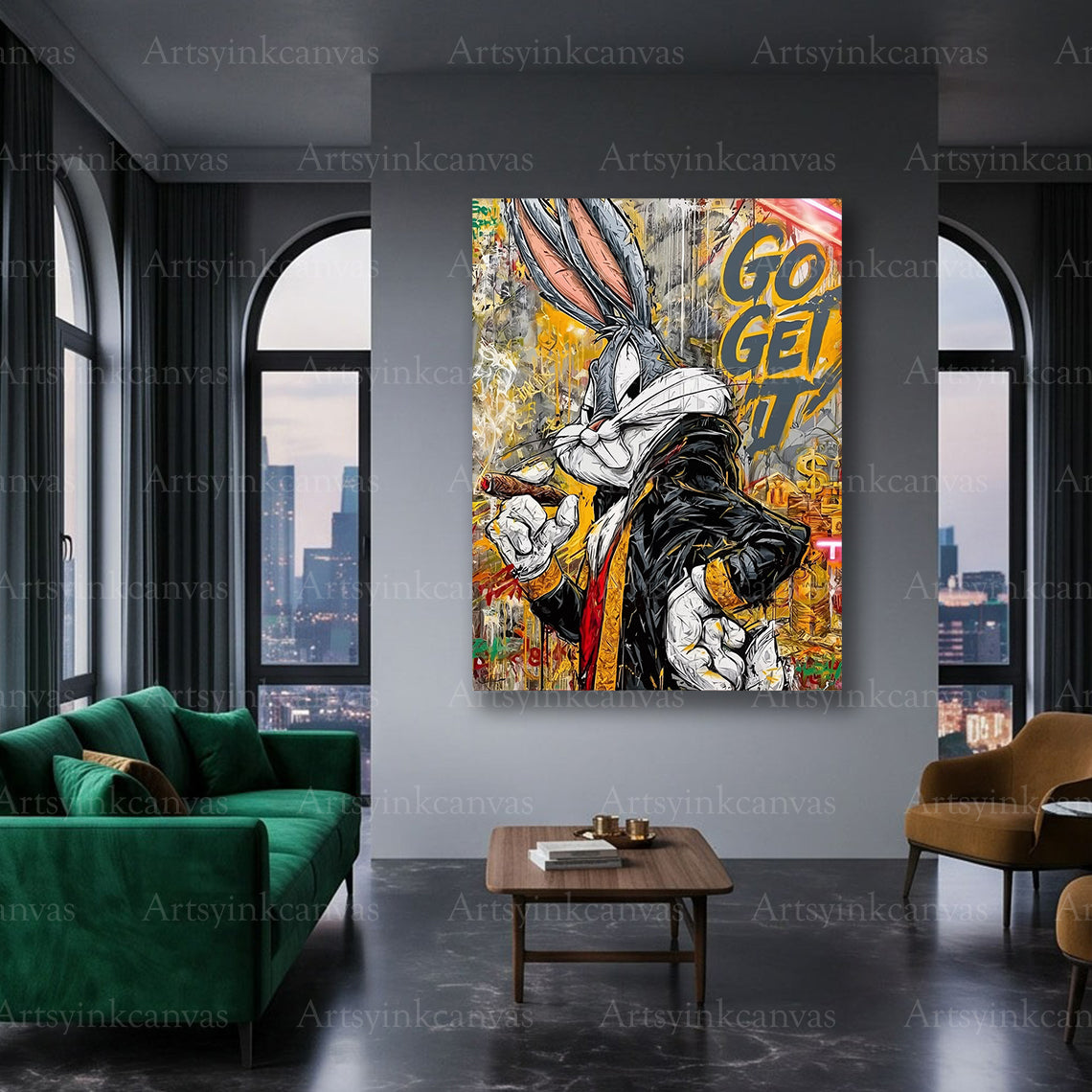 Bugs Bunny cartoon graffiti canvas art
