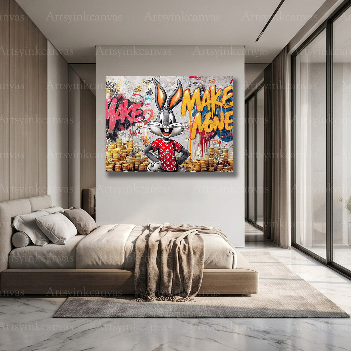 Luxury Bugs Bunny canvas wall decor made with USA craftsmanship