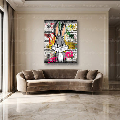 Bugs Bunny street art canvas for cartoon fans