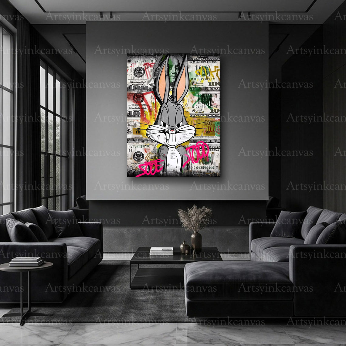 Looney Tunes inspired Bugs Bunny wall art