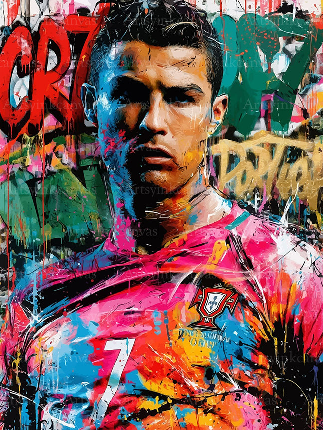 CR7 graffiti canvas wall art