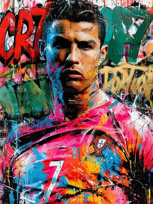 CR7 graffiti canvas wall art