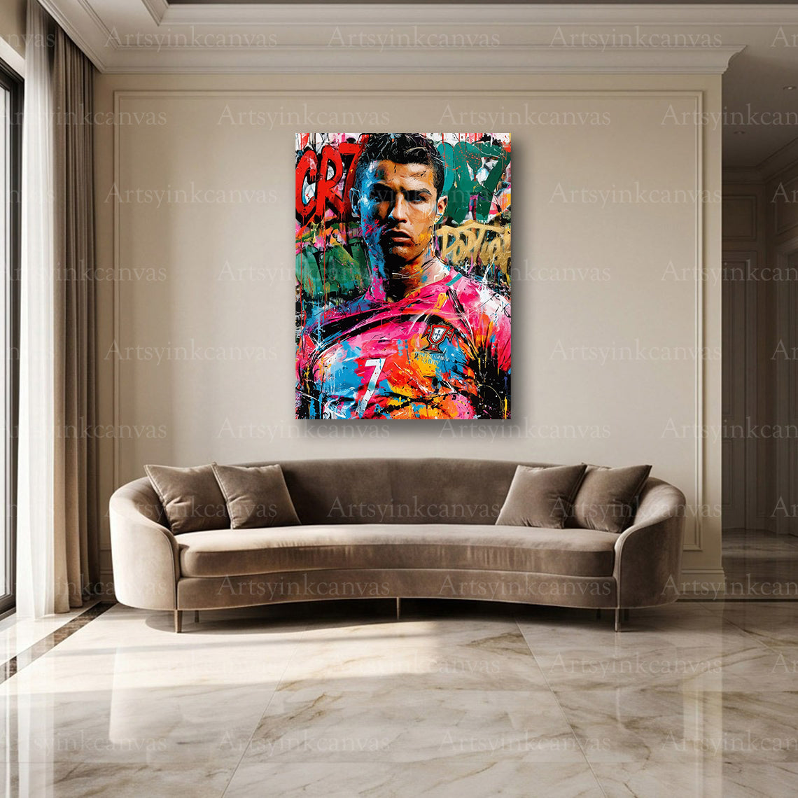 CR7 soccer street art wall decor