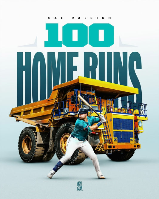 Cal Raleigh 100 career home runs canvas wall art