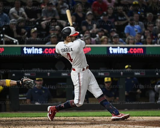 Carlos Correa swinging at bat Minnesota Twins canvas wall art