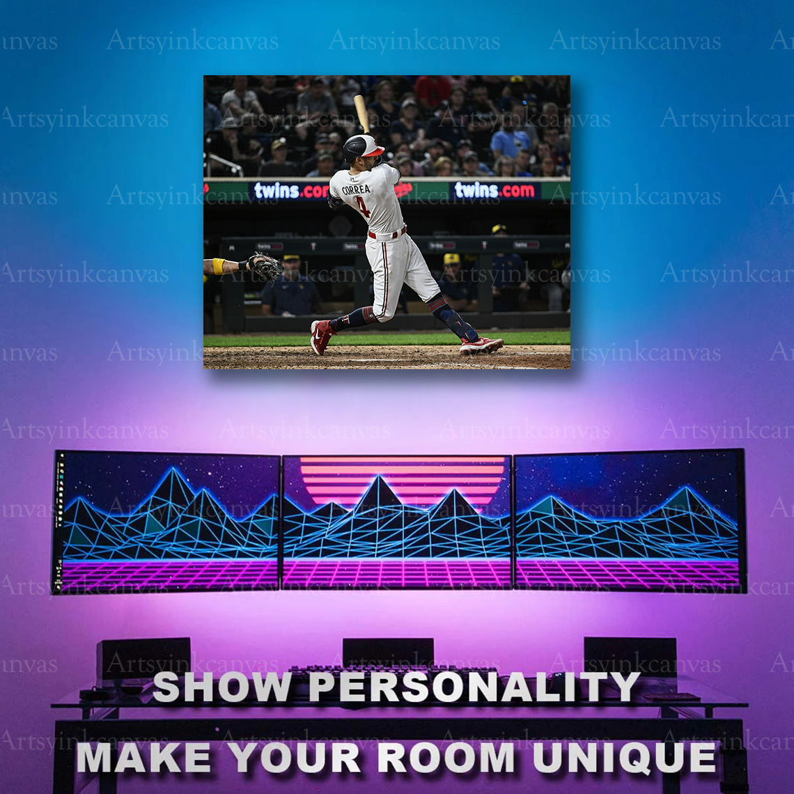 Minnesota Twins Carlos Correa baseball swing artwork
