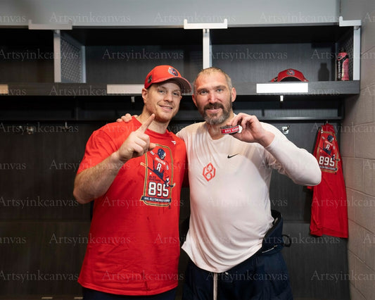 Carlson Ovechkin Passes Gretzky canvas wall art