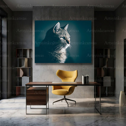 Detailed feline muzzle canvas print for cat lover interiors