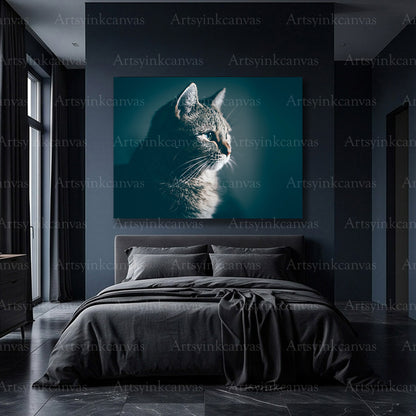 Cat face canvas wall decor with distinctive natural character