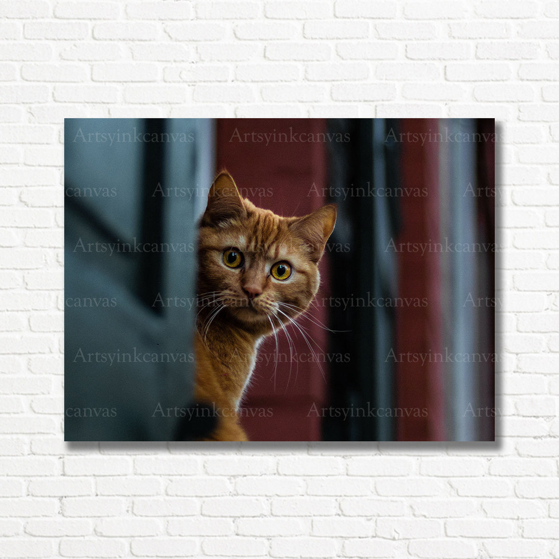 Watchful cat staring ahead for unique feline wall decor