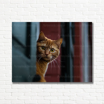 Watchful cat staring ahead for unique feline wall decor