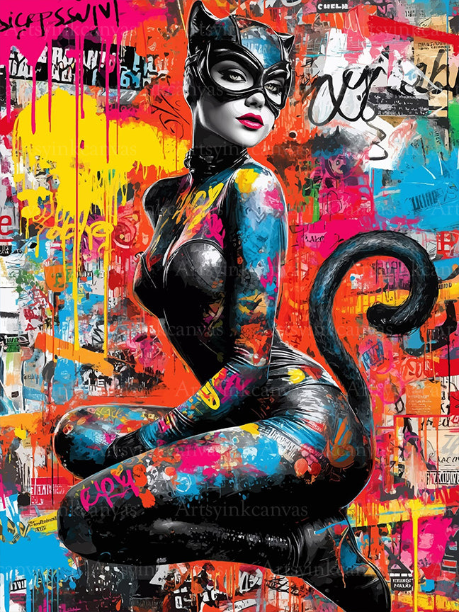 Catwoman street canvas wall art